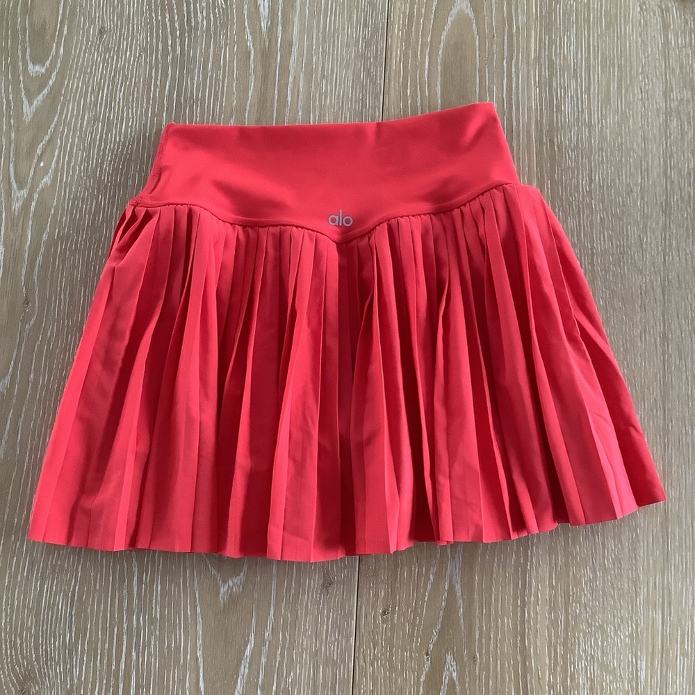 ALO Yoga Red Pleated Mini Skirt